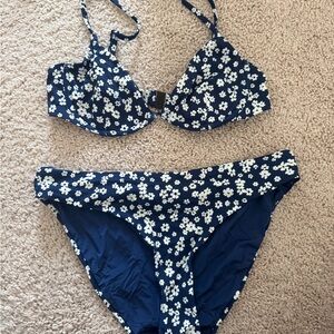 Onia Navy Blue Floral Bikini